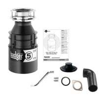 InSinkErator Badger 5 Garbage Disposal, Standard Series 1/2 HP Continuous Feed Food Waste Disposer, Black, Set of 1 & FLG-PN Sink Flange, Polished Nickel